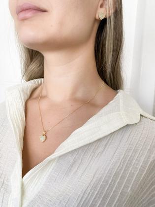 Imagem de Conjunto Colar e Brincos Coração Cravejado + Brinde