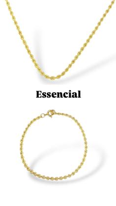Imagem de Conjunto Colar e Pulseira Semijoia Banhado a Ouro 18k