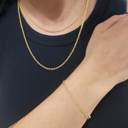 Imagem de Conjunto Colar e Pulseira Semijoia Banhado a Ouro 18k