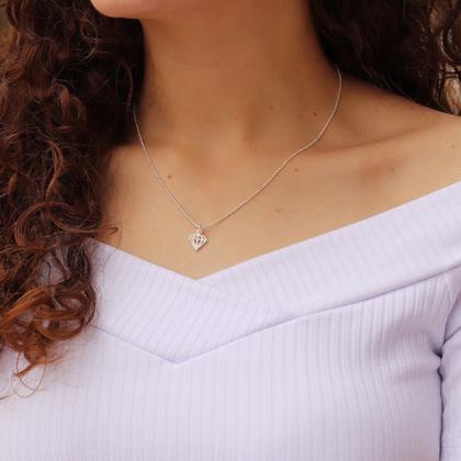 Imagem de Conjunto Colar Pingente Par Brinco Feminino Prata Legitima