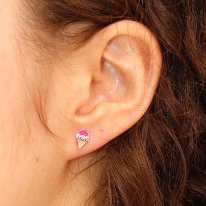 Imagem de Conjunto Colar Pingente Pulseira Brinco Anel Infantil Prata / 40 / Sorvete