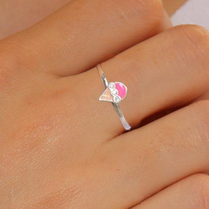 Imagem de Conjunto Colar Pingente Pulseira Brinco Anel Infantil Prata / 40 / Sorvete