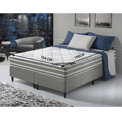 Imagem de Conjunto Colchão Box Queen Dupla Face Duo Sono com Molas Ensacadas158x198x62 D Angelis