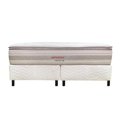 Imagem de Conjunto colchão cama box bege fit queen splendor top orthocrin 158x198x69 molas ensacadas espuma certificada
