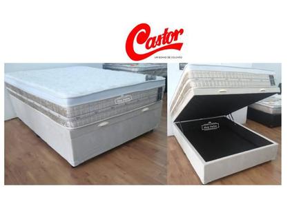 Imagem de Conjunto Colchão Castor Premium Tecnopedic + Cama Box Baú Jadmax Blindada 138x188x72 - Opção de Cores -Linha Luxo