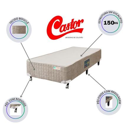 Imagem de Conjunto Colchão Castor Premium Tecnopedic Solteiro + Base Box Premium 78x188x70 - Ideal para Quartos Pequenos