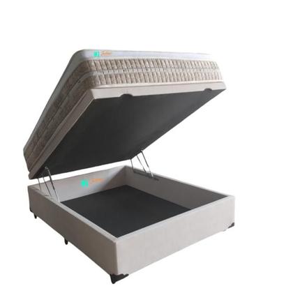 Imagem de Conjunto Colchão Castor Premium Tecnopedic Viúva + Cama Baú Comfort Jadmax Tecido Linhão 128x188x74