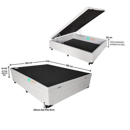 Imagem de Conjunto Colchão Castor Premium Tecnopedic Viúva + Cama Baú Comfort Jadmax Tecido Linhão 128x188x74