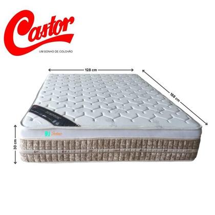 Imagem de Conjunto Colchão Castor Premium Tecnopedic Viúva + Cama Baú Comfort Jadmax Tecido Linhão 128x188x74
