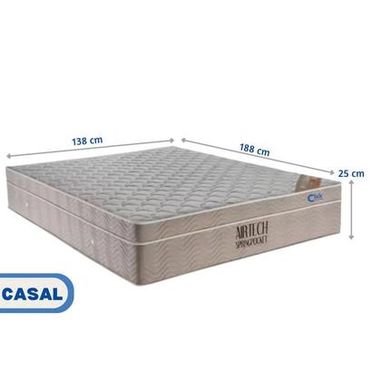 Imagem de Conjunto Colchão Ortobom Airtech Casal 138x188 Molas Pocket + Cama Box Baú Blindada Suede Resistente e Funcional
