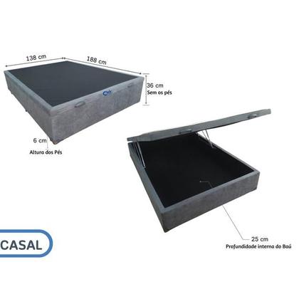 Imagem de Conjunto Colchão Ortobom Airtech Casal 138x188 Molas Pocket + Cama Box Baú Blindada Suede Resistente e Funcional