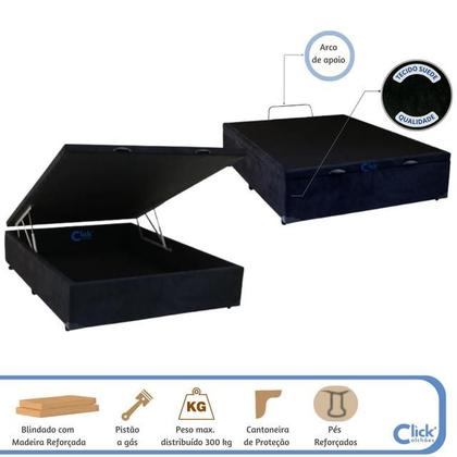 Imagem de Conjunto Colchão Ortobom Airtech Viúva 128x188 Molas Ensacadas + Cama Box Baú Blindada Suede para Quartos Compactos