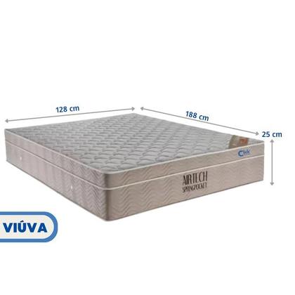 Imagem de Conjunto Colchão Ortobom Airtech Viúva 128x188 Molas Ensacadas + Cama Box Baú Blindada Suede para Quartos Compactos