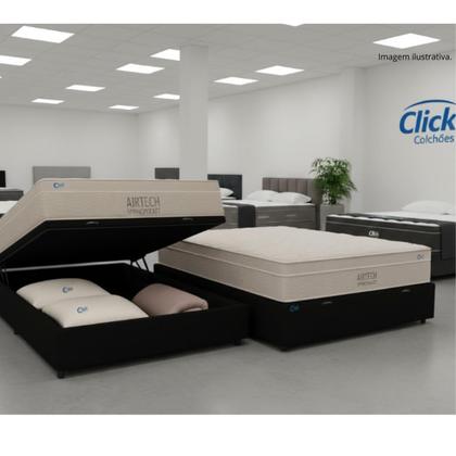 Imagem de Conjunto Colchão Ortobom Airtech Viúva 128x188 Molas Ensacadas + Cama Box Baú Blindada Suede para Quartos Compactos