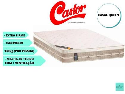 Imagem de Conjunto Colchão Queen Castor Premium Tecnopedic + Cama Box Baú Blindada Jadmax 158x198x72 - Molas Firme - Linha Alta