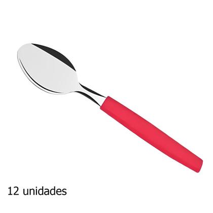 Imagem de Conjunto Colher De Mesa 12pçs Cabo Colorido Plastico