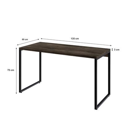 Imagem de Conjunto com 10 Escrivaninhas Kuadra Estilo 135cm Industrial Carvalho Dark Marrom