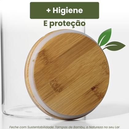Imagem de Conjunto com 11 Potes de Vidro Hermético com Tampa de Bambu para Marmita Freezer Cozinha