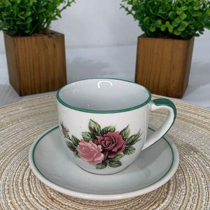 Imagem de Conjunto com 12 peças porcelana branca decorada 170 ml