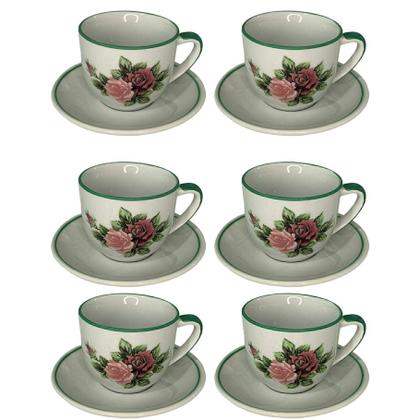 Imagem de Conjunto com 12 peças porcelana branca decorada 170 ml