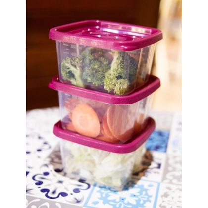 Imagem de Conjunto Com 12 Potes Quadrado Graduados BPA Free 600 ml