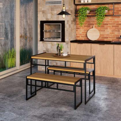 Conjunto com 2 Bancos de Jantar Wooden Mel e Preto - Mobly Imagem de Conjunto com 2 Bancos de Jantar Wooden Mel e Preto