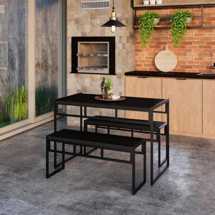Imagem de Conjunto com 2 Bancos de Jantar Wooden Ônix e Preto