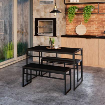 Conjunto com 2 Bancos de Jantar Wooden Ônix e Preto - Mobly Imagem de Conjunto com 2 Bancos de Jantar Wooden Ônix e Preto