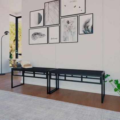 Conjunto com 2 Bancos de Jantar Wooden Ônix e Preto - Mobly Imagem de Conjunto com 2 Bancos de Jantar Wooden Ônix e Preto