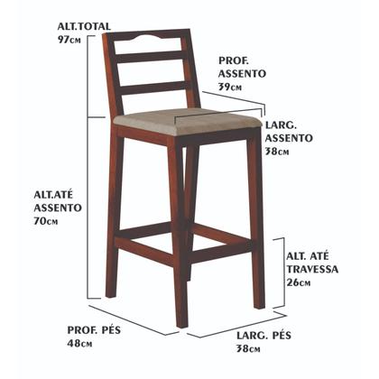 Imagem de Conjunto com 2 Banquetas Madeira Maciça Denver