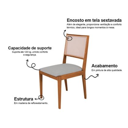 Imagem de Conjunto com 2 Cadeiras de Jantar Estofada Suellen em Madeira e Mdf Cerejeira Linho Cinza Prata