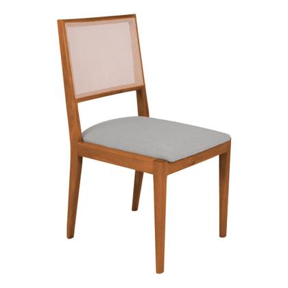 Imagem de Conjunto com 2 Cadeiras de Jantar Estofada Suellen em Madeira e Mdf Cerejeira Linho Cinza Prata
