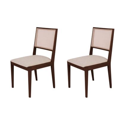 Imagem de Conjunto com 2 Cadeiras de Jantar Suellen em Madeira e Mdf Castanho Linho Bege