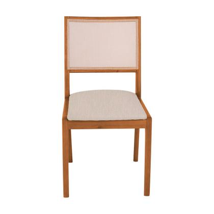 Imagem de Conjunto com 2 Cadeiras de Jantar Suellen em Madeira e Mdf Cerejeira Linho Bege