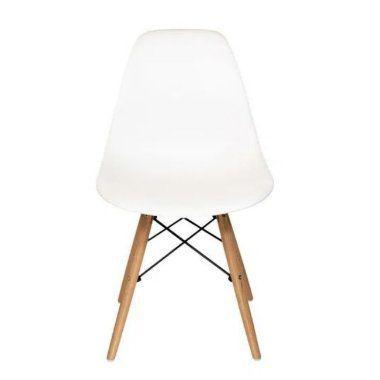 Imagem de Conjunto com 2 Cadeiras Eames Branca - Base Madeira Natural