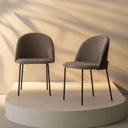 Conjunto com 2 Cadeiras Margaret Bege e Café - Keva Imagem de Conjunto com 2 Cadeiras Margaret Bege e Café