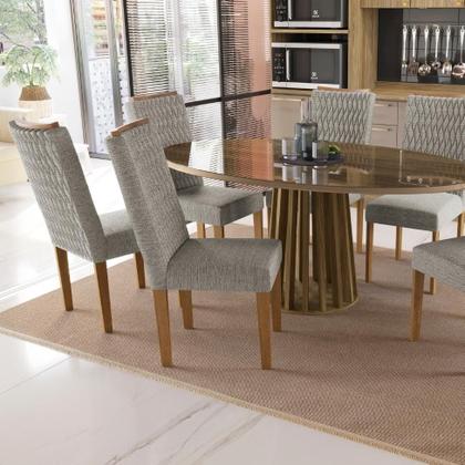 Imagem de Conjunto com 2 Cadeiras Milo Linho Cinza e Freijó