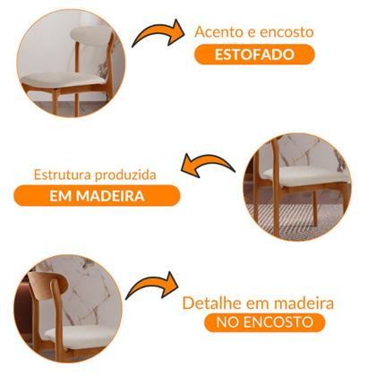 Imagem de Conjunto com 2 cadeiras Noronha em Madeira Maciça para Sala de Jantar Moderna Mobília