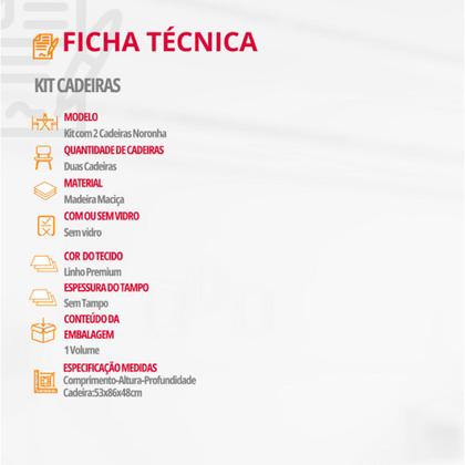 Imagem de Conjunto com 2 cadeiras Noronha em Madeira Maciça para Sala de Jantar Moderna Mobília