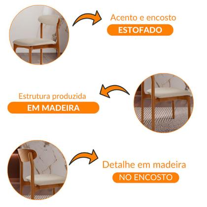 Imagem de Conjunto com 2 cadeiras Noronha em Madeira Maciça para Sala de Jantar Moderna Mobília