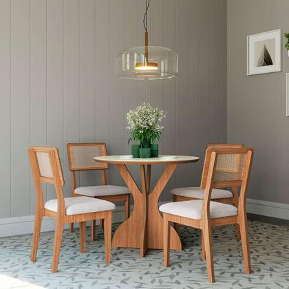Conjunto com 2 Cadeiras Penny Algodão Bege e Freijó - Modern Imagem de Conjunto com 2 Cadeiras Penny Algodão Bege e Freijó