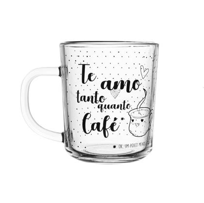 Imagem de Conjunto com 2 Canecas em Vidro Te amo Tanto Quanto Café 220ml - Lyor