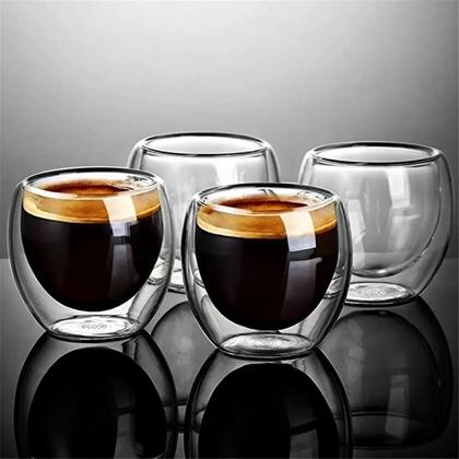 Imagem de Conjunto com 2 Copos de Café em Vidro Borossilicato Parede Dupla 100ml