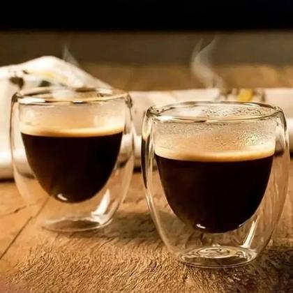 Imagem de Conjunto com 2 Copos de Café em Vidro Borossilicato Parede Dupla 100ml