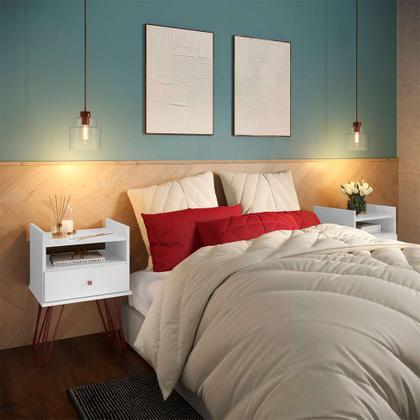Conjunto com 2 Mesas de Cabeceira Bill 2 GV Branco - Patrimar Imagem de Conjunto com 2 Mesas de Cabeceira Bill 2 GV Branco