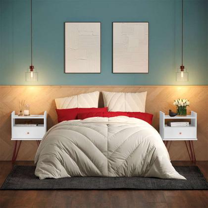 Conjunto com 2 Mesas de Cabeceira Bill 2 GV Branco - Patrimar Imagem de Conjunto com 2 Mesas de Cabeceira Bill 2 GV Branco