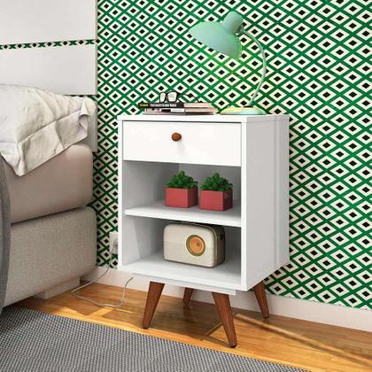Conjunto com 2 Mesas de Cabeceira Retrô Plus 1 GV Branca - Mobly Imagem de Conjunto com 2 Mesas de Cabeceira Retrô Plus 1 GV Branca