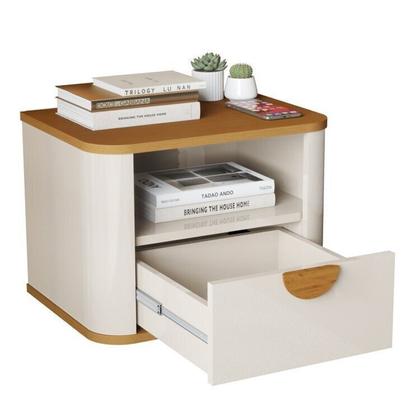 Imagem de Conjunto com 2 Mesas de Cabeceira Suspensa Curva Buriti com Puxador de Madeira