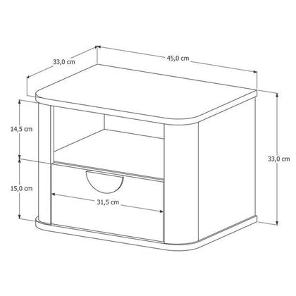 Imagem de Conjunto com 2 Mesas de Cabeceira Suspensa Curva Buriti com Puxador de Madeira