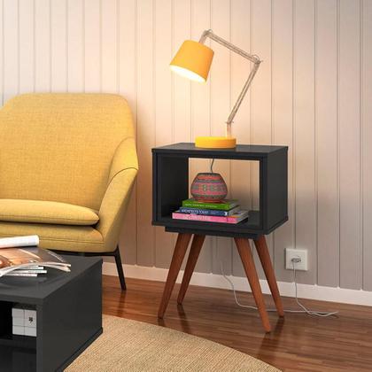 Imagem de Conjunto com 2 Mesas Laterais Retangulares Retrô Preto